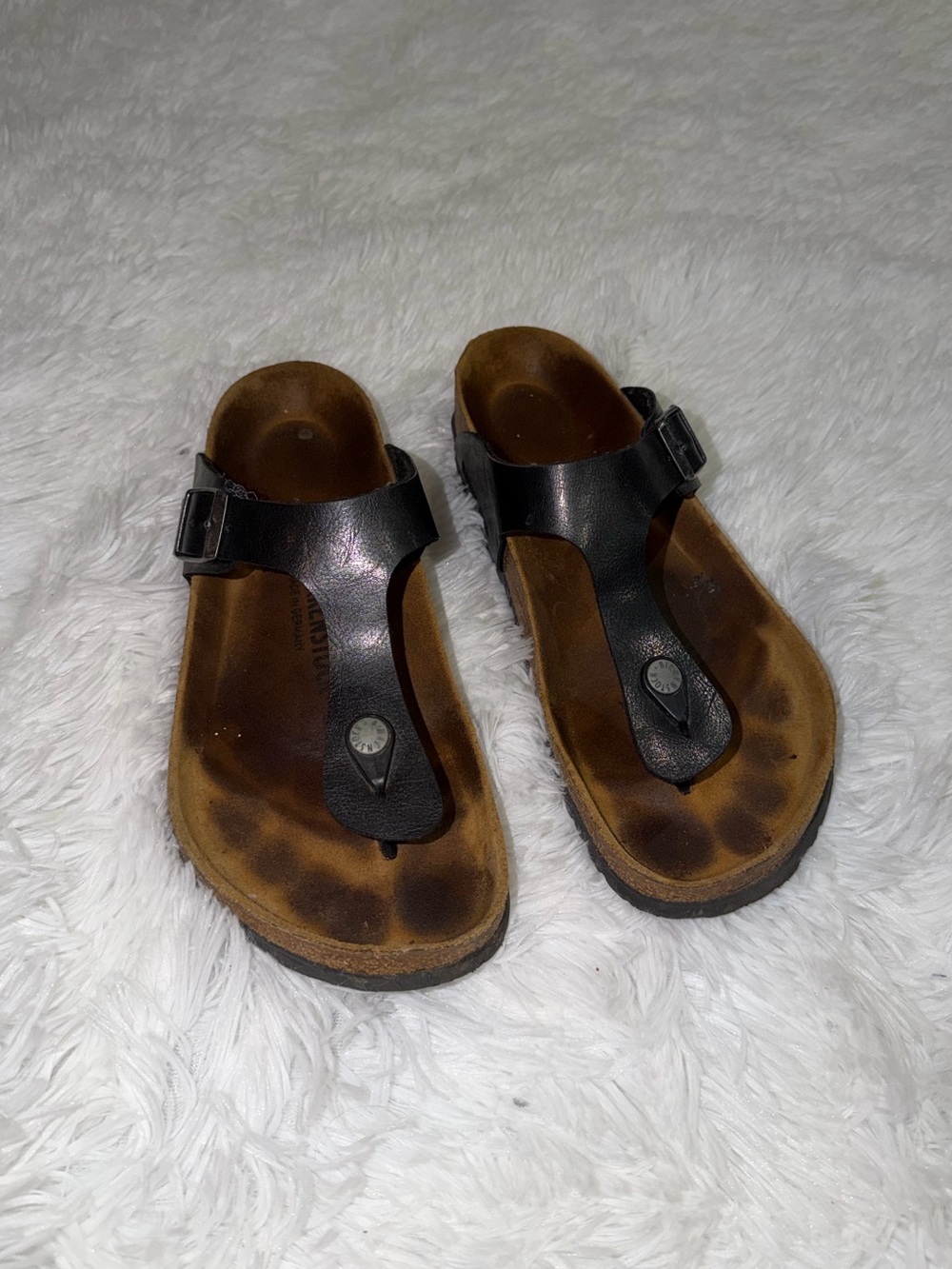 Birkenstock Gizeh Black Leather T-Strap Women’s Sandals Sz 41